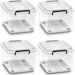 Tillvex bo�tes de rangement avec couvercle, lot de 4 - 42 l, qualit� alimentaire bo�tes en plastique ...