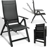 Tillvex chaise de jardin haut de gamme, 1 pièce, noire, pliable, en aluminium chaise à dossier haut avec ... Tillvex chaise de jardin haut de gamme, 1 pièce, noire, pliable, en aluminium chaise à dossier haut avec ...