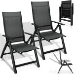 Tillvex chaise de jardin haut de gamme, 2 pices, noire, pliable, en aluminium chaise  dossier haut ...