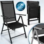 Tillvex chaise de jardin pliante anthracite en aluminium chaise � dossier haut avec accoudoirs chaise ...
