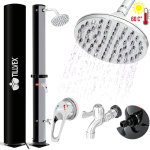 Tillvex douche solaire 20 litres (noir - argent) - housse de protection incluse, douche de jardin solaire ...