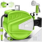 Tillvex enrouleur de tuyau d'arrosage 30 + 2m vert pour jardin - avec support mural + poign�e d�vidoir ...
