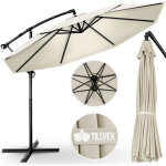 Tillvex parasol d�port� beige hexagonale 3m avec manivelle pare - soleil avec pied protection uv en aluminium ...