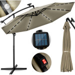 Tillvex ? parasol d�port� led solaire 300 cm ? aluminium imperm�able ? protection uv 50 + ? manivelle ...