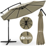 Tillvex parasol d�port� taupe hexagonale 3m avec manivelle pare - soleil avec pied protection uv en aluminium ...