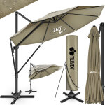 Tillvex parasol haut de gamme en aluminium 330 cm marron + housse et pare - vent parasol d�port� 6 positions ...