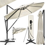 Tillvex parasol haut de gamme en aluminium beige 330 cm + housse et pare - vent parasol d�port� 6 positions ...