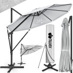 Tillvex parasol haut de gamme en aluminium gris 330 cm + housse et pare - vent parasol d�port� 6 positions ...