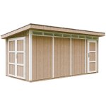 Timbela - abri de jardin qualit premium 8. 52 + 2. 95 m - kit tout compris avec sol, tuiles bitumineuses, ...