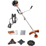 Timberpro 2 en 1 d�broussailleuse thermique 52 cc, faucheuse, coupe bordure avec bobine + 3 lames33