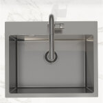Swiss aqua technologies aurum �vier de cuisine encastrable inox 304, 1 bac, 55x45x21 cm, gun metal bross� ...