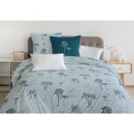 Home linge passion - parure de couette 3 pieces coton 57 fils bleu 220x240 cm - tinghir
