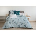 Home linge passion - parure de couette 3 pieces coton 57 fils bleu 240x260 cm - tinghir