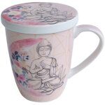 Tisani�re en porcelaine rose avec infuseur bouddha