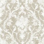 Tissu obscurcissant motif grandes fleurs baroques beige 150 cm