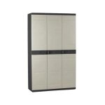 Plastiken - titanium armoire 3 portes avec etageres + penderie l105 x p44 x h176 cm beige et noire gamme ... Plastiken - titanium armoire 3 portes avec etageres + penderie l105 x p44 x h176 cm beige et noire gamme ...