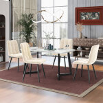 Tkopy ensemble table � manger avec 4 chaises, table � manger rectangulaire, ensemble de table de cuisine ...