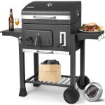 Tlgreen - barbecue au charbon de bois gris, taille xxl, grand barbecue au charbon de bois avec couvercle, ...