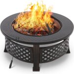 Tlgreen - braséro barbecue exterieur avec housse de protection, 3 en 1 cheminée de jardin, 80x80x54cm, ... Tlgreen - braséro barbecue exterieur avec housse de protection, 3 en 1 cheminée de jardin, 80x80x54cm, ...