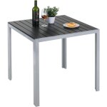 Tlgreen table de jardin aluminium et wpc?75x75x72cm table de balcon carr�e ext�rieure?table � manger ...