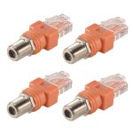 Tlily - adaptateur coaxial vers ethernet, lot de 4 convertisseurs f rj45 m�le pour testeur ligne