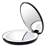 Tlily - pliable portable avec de maquillage l�ger � led, loupe 10x, mini de 12 perles de lampe noir
