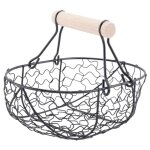 Tlily - poigne en bois mtal rtro panier portable multifonction lgumes oeufs picerie de rangement ...