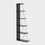 Bibliothque troite en mtal anthracite, style industriel, 50x150x22 cm, pour salon moderne ou bureau ...