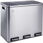 Tm3x18 poubelle corbeille � papier 54l poubelle � p�dale en acier inoxydable poubelle de recyclage - ...