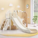 Hauss spole - cadeau de nol toboggan pour enfants 5 en 1 avec balanoire, support de basket et chelle, ...