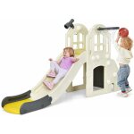 Costway - toboggan 6 en 1 pour enfant - glisse de 140 cm - avec panier de basket, escalade, lancer d'anneaux ...