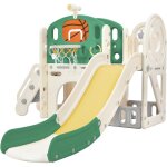 Redom ? toboggan combin� pour enfants 153 x 186 x 111 cm ? tunnel, �chelle, panier de basket, coffre ...