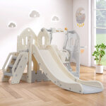Toboggan pour enfants 5 en 1, pour l'int�rieur et l'ext�rieur, avec toboggan, escalade, balan�oire, panier ...