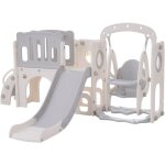 Toboggan pour enfants 7 en 1 - compos d'un toboggan, d'une balanoire, d'un panier de basket, d'un escalier, ...