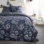 Parure de lit double rversible  sunshine  en coton imprim pissenlit - bleu - 240 x 220 cm - livraison ...