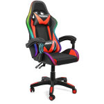 Todeco - chaise gaming massage avec lumi�re led dossier haut dossier et hauteur de si�ge r�glable avec ...