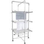 Sche - linge electrique, etendoir pliant d'intrieur, 3 tagres, blanc, avec des roues, dimensions ...