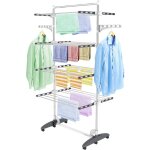 S�choir � linge pliant � 4 niveaux, etendoir � linge int�rieur en acier inoxydable, s�che - linge 2tendoir ...