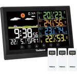 Todeco - station m�t�o sans fil avec 3 capteurs ext�rieurs - thermom�tre num�rique lcd - rcc - humidit� ...