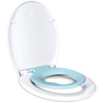 Abattant wc familial, lunette de toilette avec si�ge enfant magn�tique, frein de chute et charni�re r�glable, ...