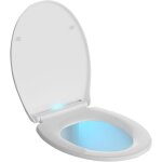 Abattant wc avec veilleuse led, cuvette toilette lumineux avec frein de chute et charni�re r�glable, ...
