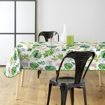 Toile cir�e rectangulaire - 140x240 cm - fleurs et feuillage tropical - vert