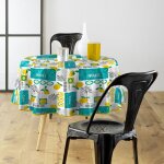 Toile cir�e ronde - diam�tre 160 cm - citrons - multicolore