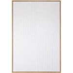 Toile encadr�e avec un design g�om�trique en relief de couleur blanche 92x62cm
