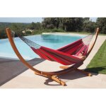 Couleurs du monde - toile hamac double raye rouge 100% coton