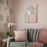 Toile imprime art dco 70 x 50cm rose, gris