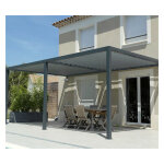 Toile d'ombrage pergola 6x4 m permable avec ?illets  poser sur une structure couleur: gris mtal