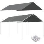 Toile de rechange carport auvent voiture dim. 6l x 3l m tendeurs �lastiques inclus pe haute densit� gris ...