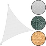 Toile voile d'ombrage triangulaire 5x5x5m en hdpe couleur blanche avec anneaux d'ancrage et corde pour ...
