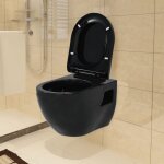 Maison chic - toilette murale wc à poser pack wc complet céramique noir 44342 Maison chic - toilette murale wc à poser pack wc complet céramique noir 44342